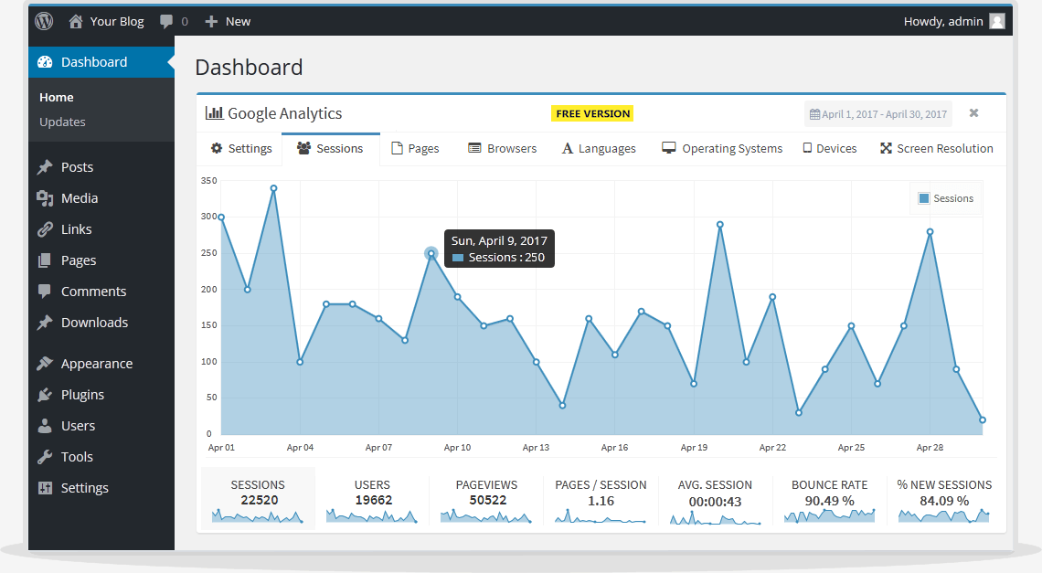 google analytics widget for wordpress