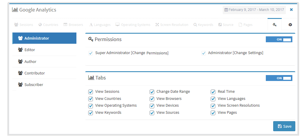 google analytics permissions